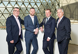 UniSA Chancellor Jim McDowell, UniSA Vice Chancellor Prof David Lloyd with Vice Chancellor of the University of Adelaide Prof Peter Rathjen and University of Adelaide Chancellor Rear Admiral Kevin Scarce 