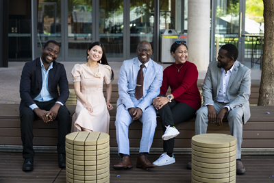 Joseph (centre) and fellow scholarship recipients at UniSA