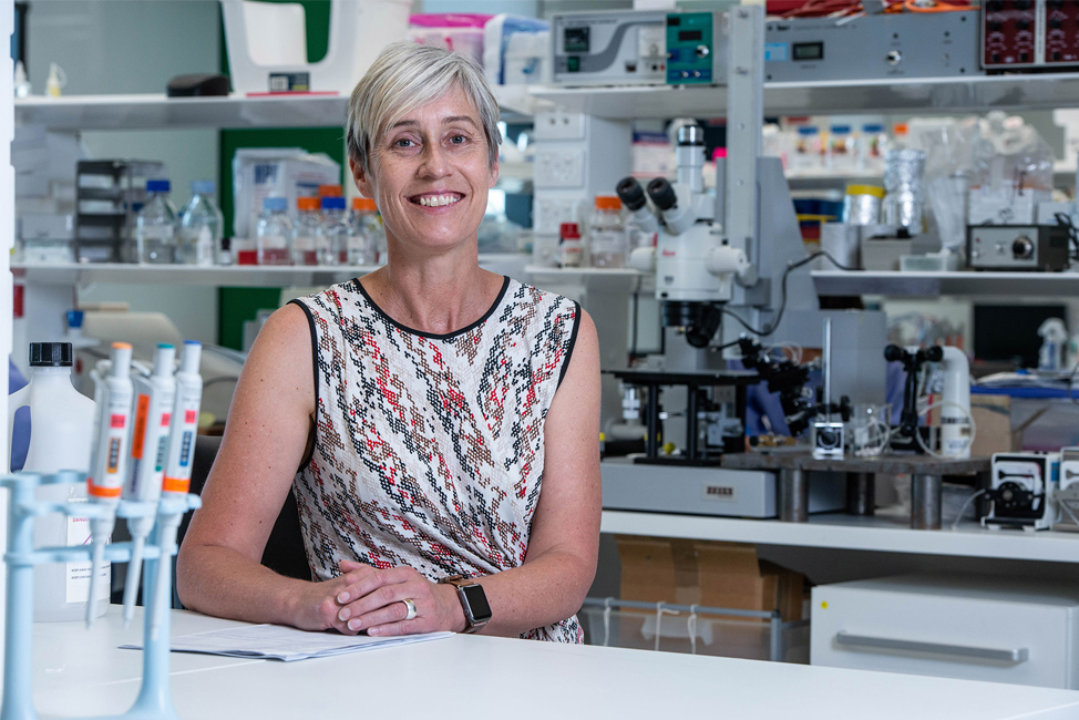 Professor Claudine Bonder at work in the laboratory