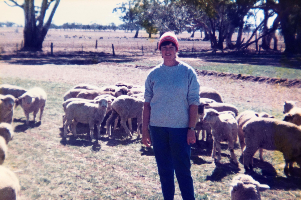 Vicki on the farm at Bordertown