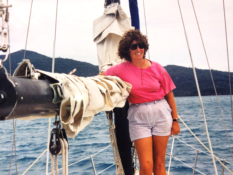 Vicki on her boat in the Whitsundays