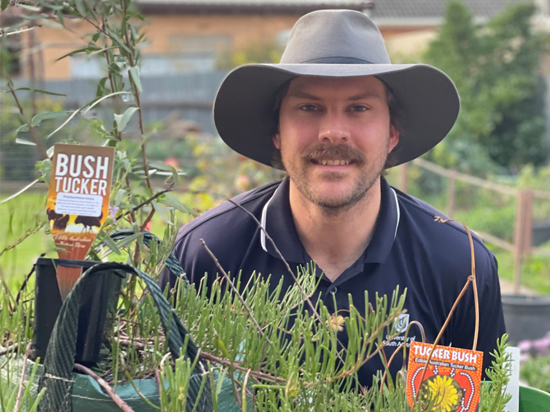 Michael Watkins with his seedlings