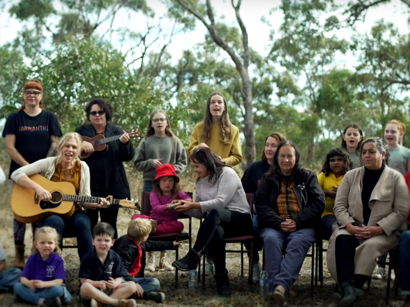 Children learning about Aboriginal culture through music