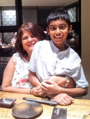 Shaila Koshy with her nephew Aarron George Koshy