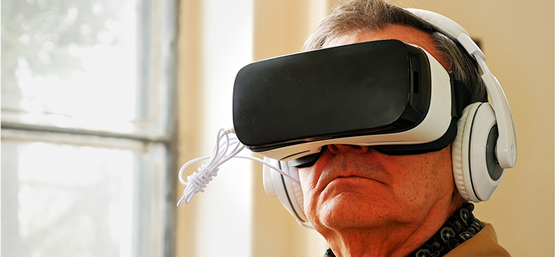 A man wearing a VR headset