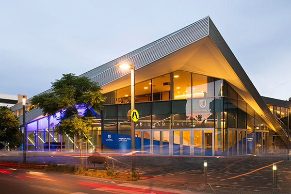 Pridham Hall at night