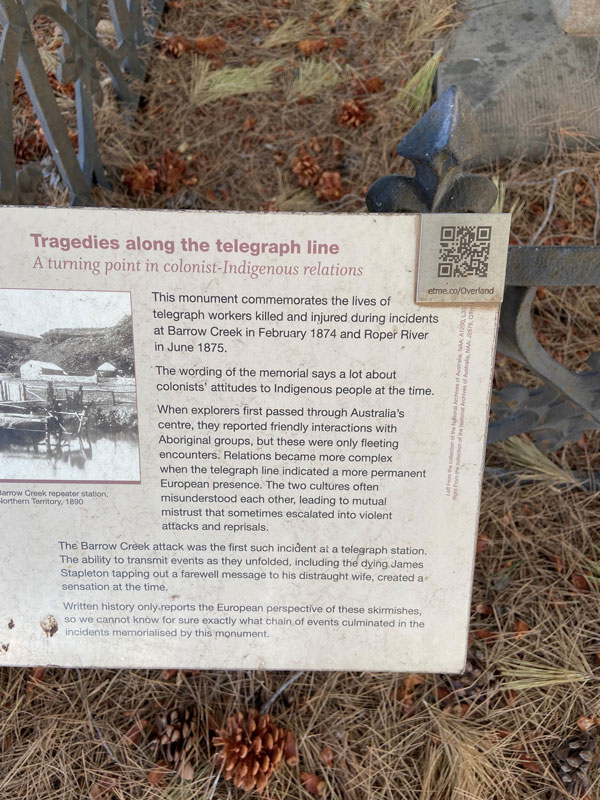 Overland Telegraph memorial interpretive plaque