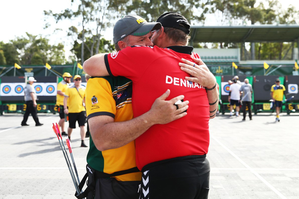 UniSA Invictus Pathway Program participant, Darren Peters (left), winning gold for Australia at the 2018 Invictus Games in Sydney