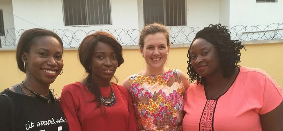 Kiera with colleagues in Nigeria opening a clinic for sexual violence care with Médecins Sans Frontières (MSF).