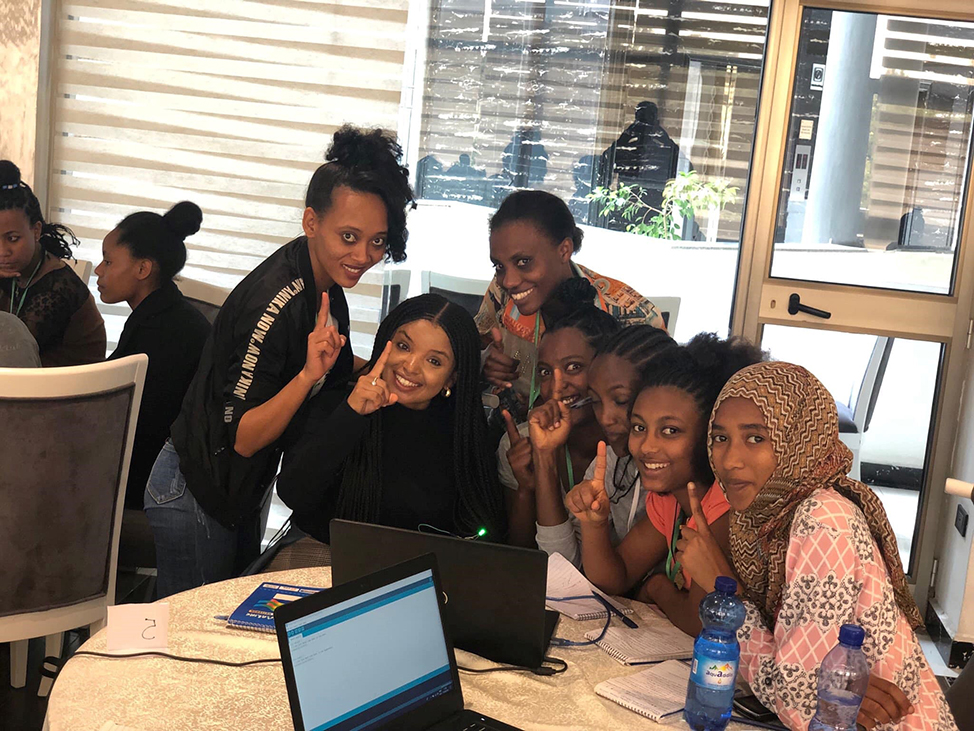 More girls with AGCCI, a joint initiative between ITU, UN Women and the African Union Commission, at one of the several camps throughout the year across Africa.