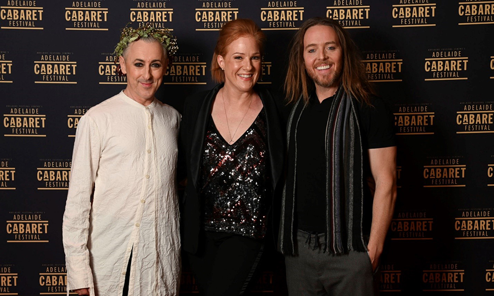 Artistic Director Alan Cumming (left), Executive Director Alex Sinclair (centre), and comedian, actor, writer, musician, and songwriter, Tim Minchin (right).