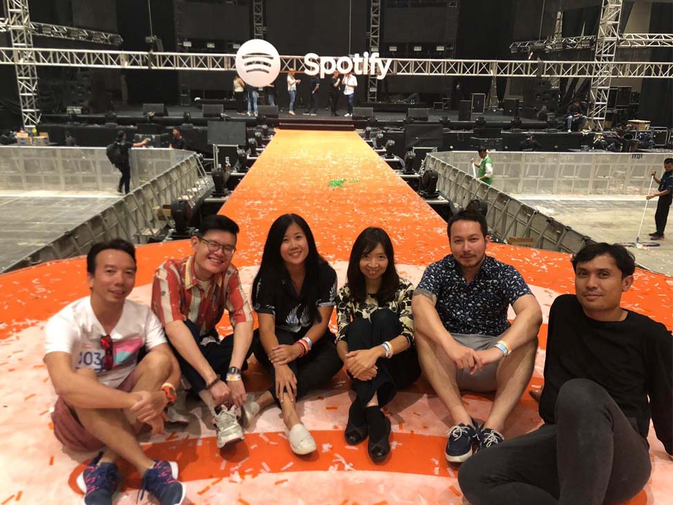 Boon Ken with his team, following the last edition of the Spotify On Stage concert in Jakarta