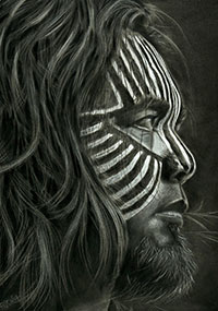 Self Portrait - charcoal on paper by Damien Shen