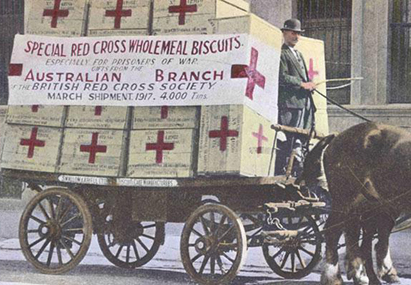 Red Cross horse and cart old photograph