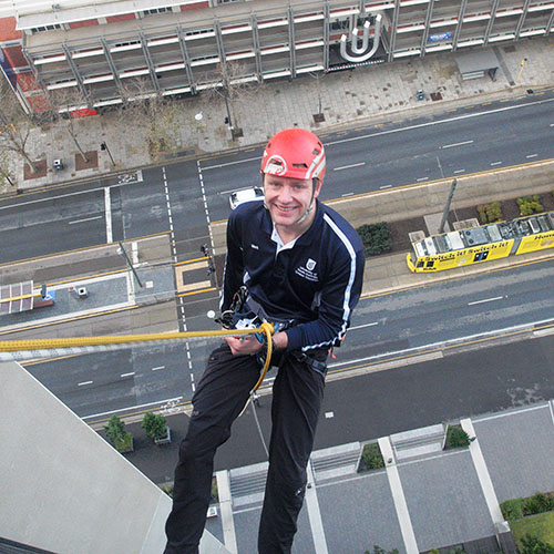 Abseiling down Bradley Building