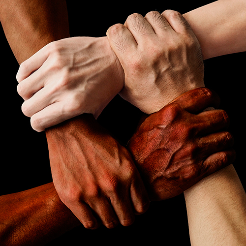 Diversity - four hands together