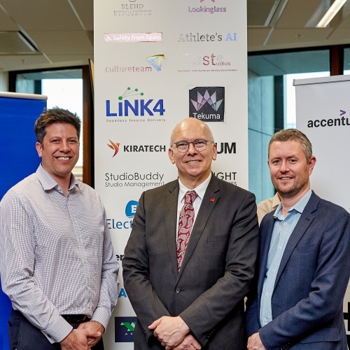 Accenture Operations Lead for Australia and New Zealand, Jordan Griffiths, SA Minister for Innovation and Skills David Pisoni, and UniSA Vice Chancellor Professor David Lloyd at the launch.