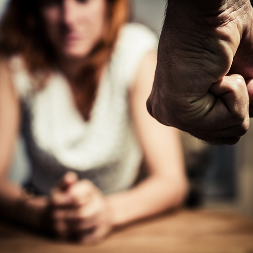 Woman in fear of partner