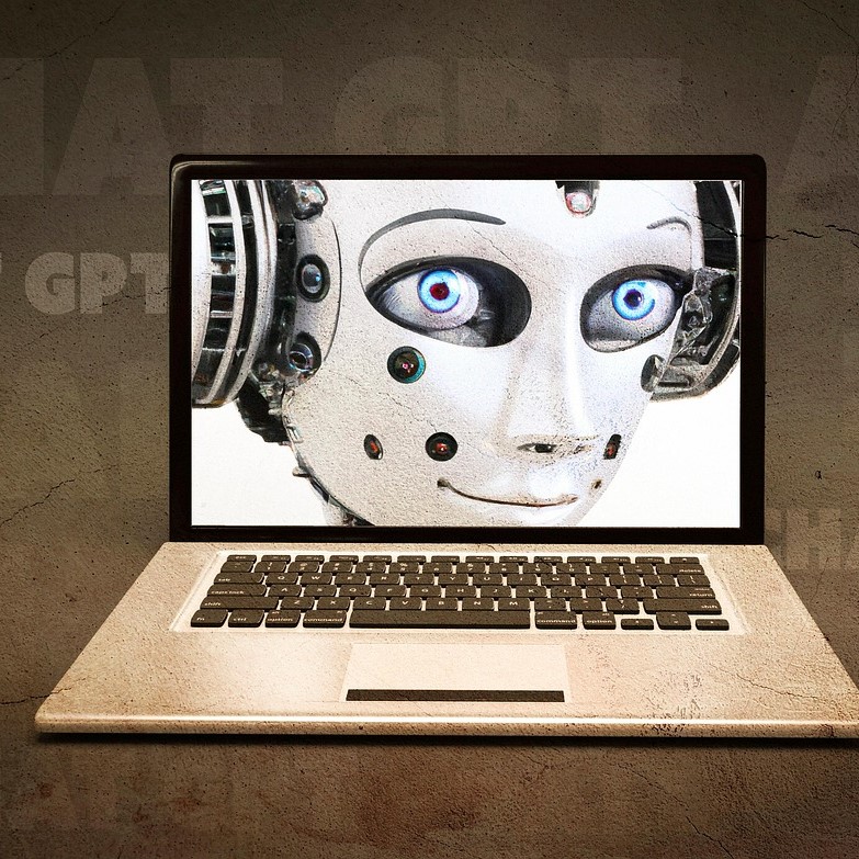 Laptop showing image of ChatBot