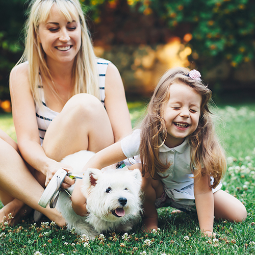 mum and child and dog