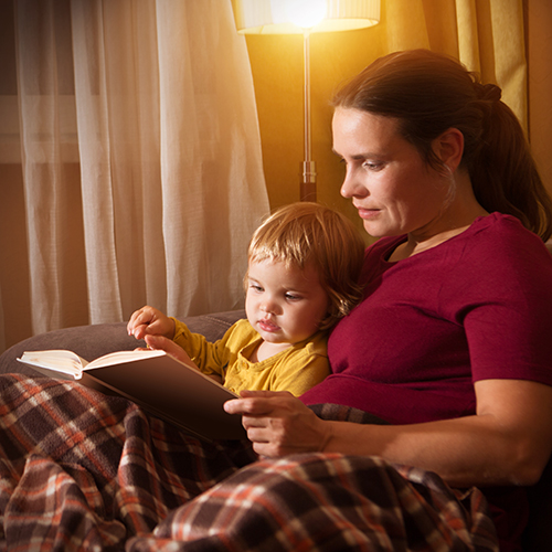 mother reading to child