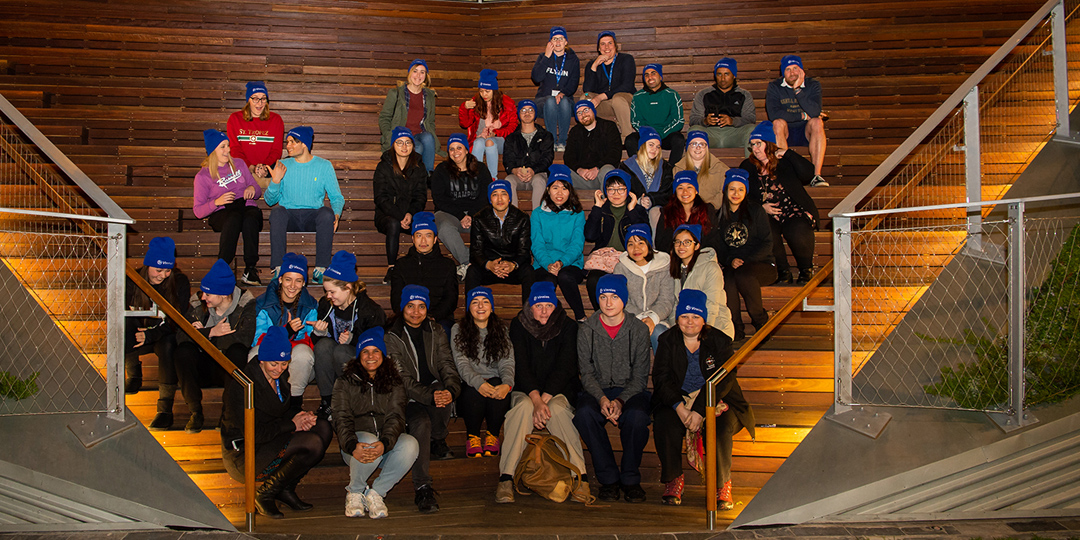 UniSA students participating in the 2018 UniSA Community Sleepout in Hoj Plaza, City West campus. Adelaide’s overnight temperature has been as low as 2.5C this month.