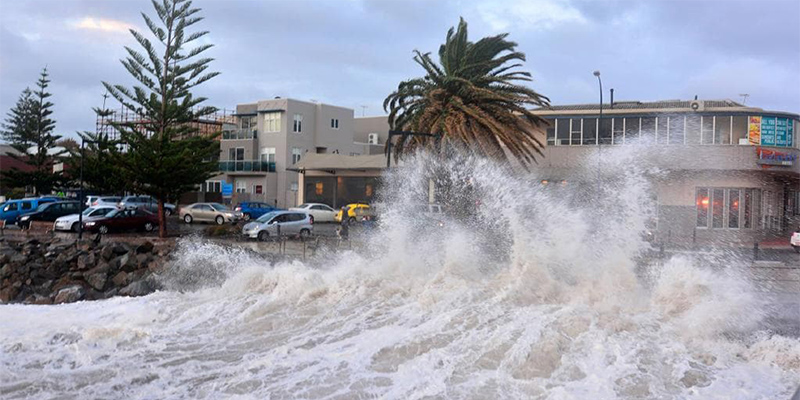 Storm surges like this one on Adelaide’s coastline are predicted to become more frequent, resulting in flash flooding. Photo by Jason Hywood, Chillography.