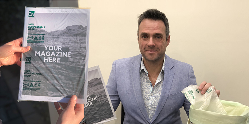 UniSA MBA student Chris Lawson has collaborated with a local manufacturer to create a fully compostable magazine wrap.