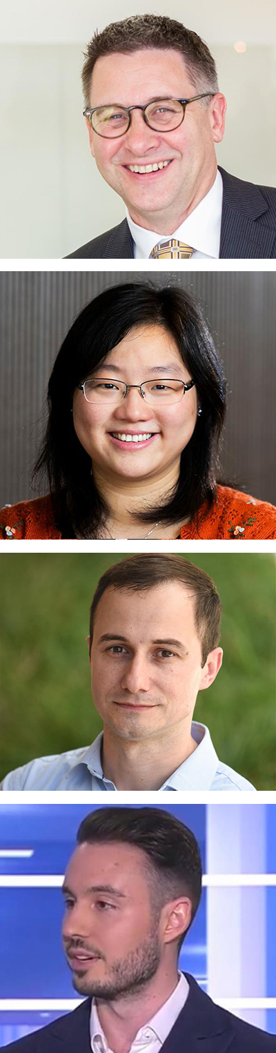 (Top - bottom) Associate Professor Allan O’Connor, Associate Professor of Information Studies Tina Du, Dr Srecko Joksimovic and Dr John Mingoia .