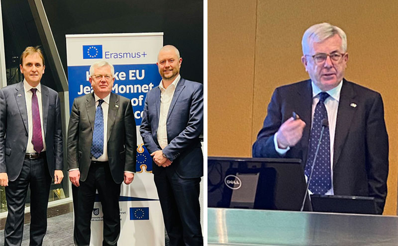 The director of the Hawke EU Jean Monnet Centre of Excellence Professor Anthony Elliott, Ambassador of Ireland to Australia Tim Mawe (also pictured right) and UniSA Vice Chancellor Professor David Lloyd.