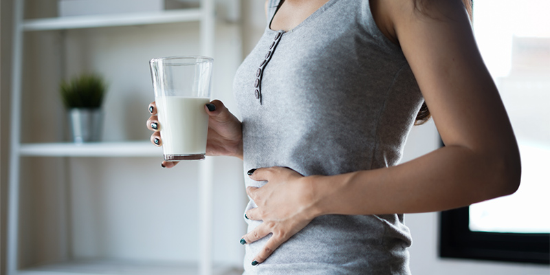 Woman with lactose intolerance