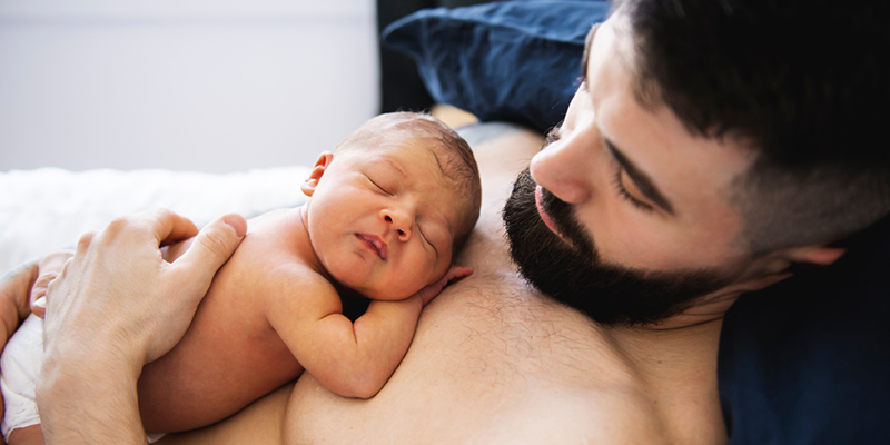 Skin-to-skin contact is often termed ‘kangaroo care’ as it mimics the way kangaroos provide warmth and security to babies.