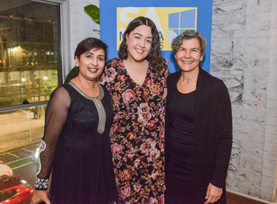 UniSA lecturer Neelu Sharma, left, UniSA journalism student Amelia Walters and Journalism and Professional Writing Program Director Dr Bonita Mason. 