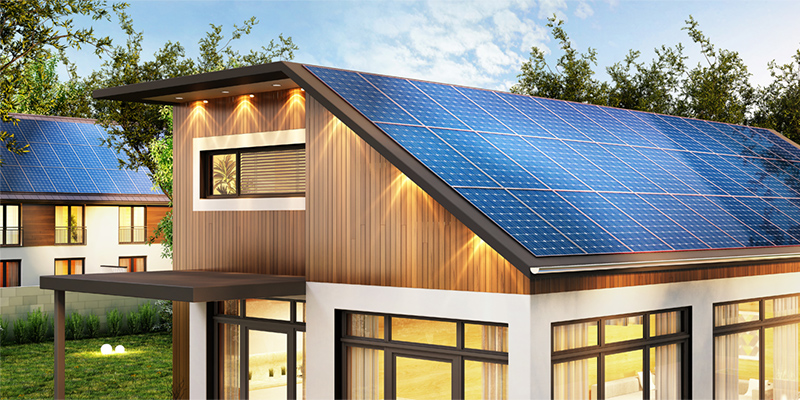 Solar panels on housing