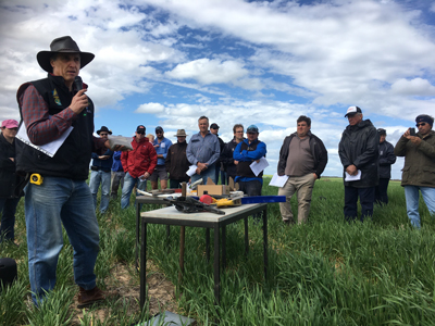 Jack Desbiolles discussing inclusion ripping with a group of local farmers and advisors at a recent MSF field day.