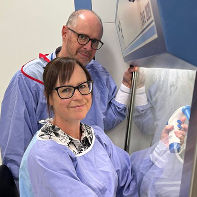UniSA Professor Richard D'Andrea and Associate Professor Lisa Ebert in the new lab.