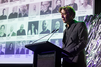 UniSA Creative’s Dean of Programs Associate Professor Stephen Ward was the 2025 Awards Director. Photo by Frankie the Creative.