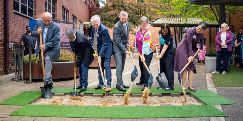 Sod turning to mark the beginning of work on the Aboriginal Knowledges Centre.